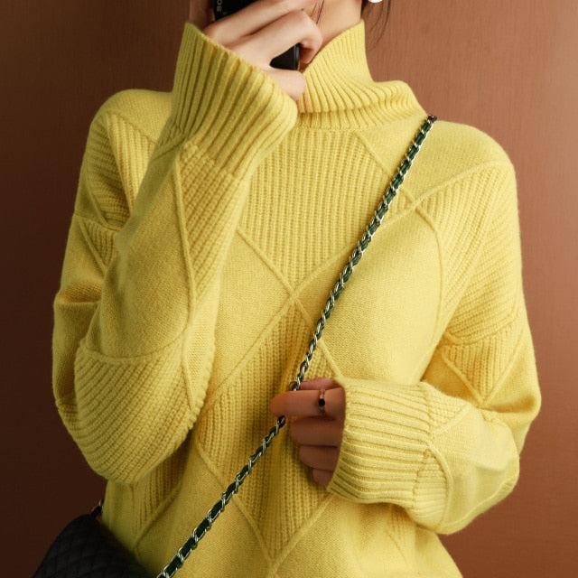 Womens Turtleneck Sweater Cozy Knit Warm Fit - BritishMode