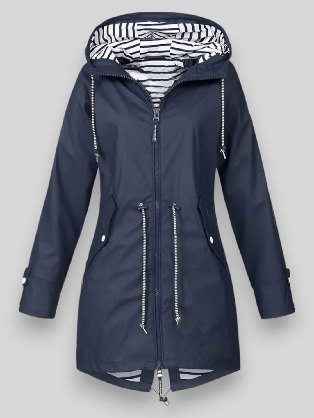 Womens Waterproof Hooded Rain Jacket Adjustable Waist Fit - BritishMode