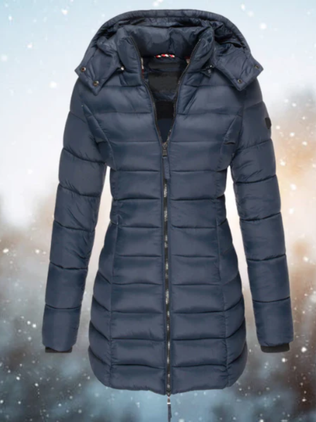 Womens Long Hooded Puffer Jacket Lightweight Warm - BritishMode