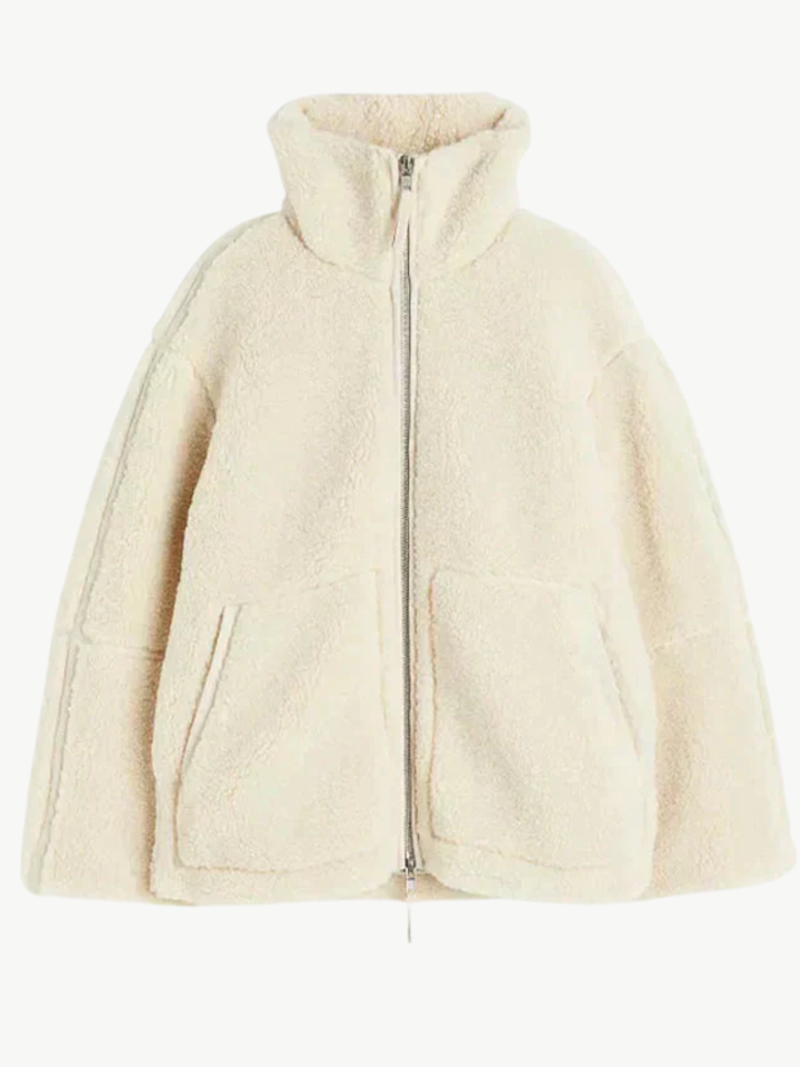 Womens Oversized Teddy Fleece Zip Jacket Ultra Soft Cozy Fit - BritishMode