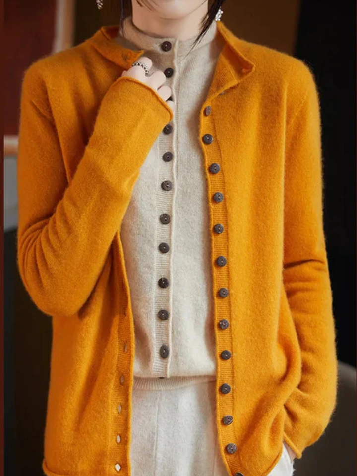 Womens Knit Cardigan Polyester Button-Up Relaxed Fit - BritishMode