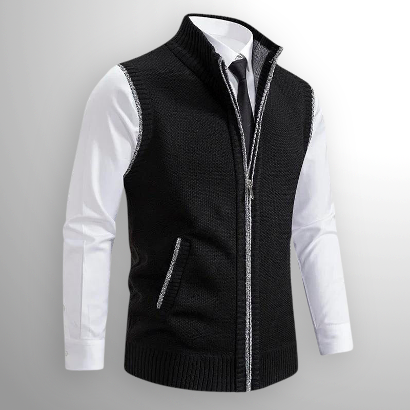 Mens Pullover with Zipper and Stand-Up Collar - BritishMode