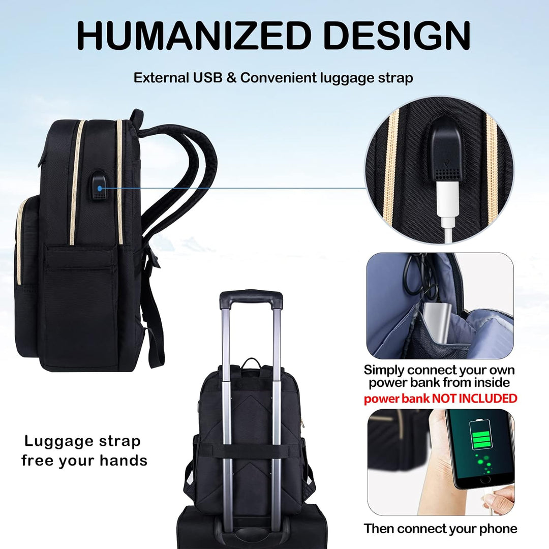Unisex Lightweight Waterproof Laptop Backpack with USB Port