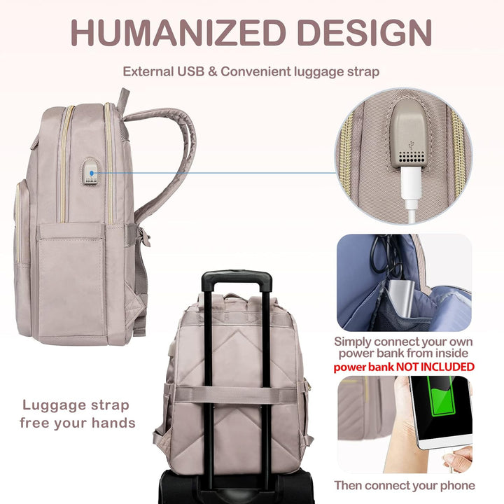 Unisex Lightweight Waterproof Laptop Backpack with USB Port