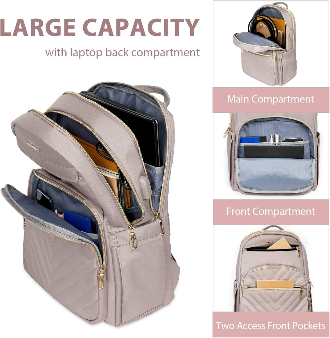 Unisex Lightweight Waterproof Laptop Backpack with USB Port