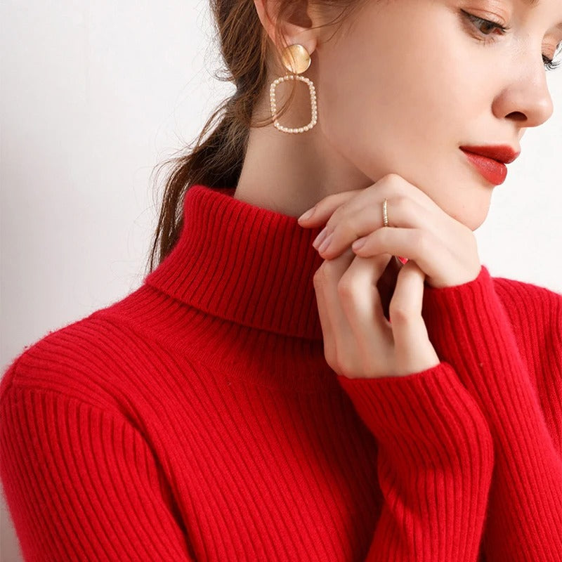 Womens Cashmere Turtleneck Sweater Slim Fit