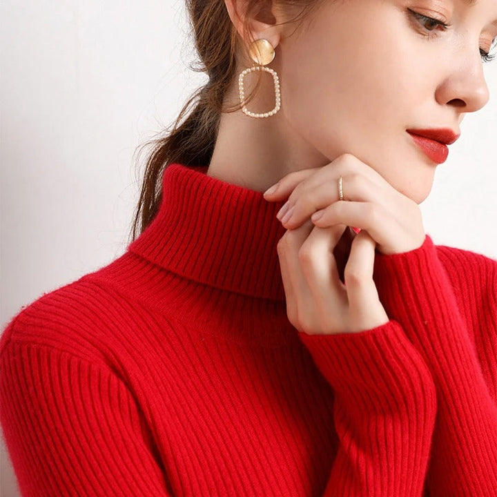 Womens Cashmere Turtleneck Sweater Slim Fit