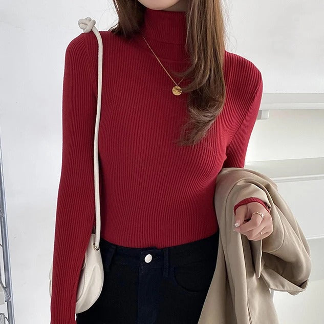 Womens Cashmere Turtleneck Sweater Slim Fit