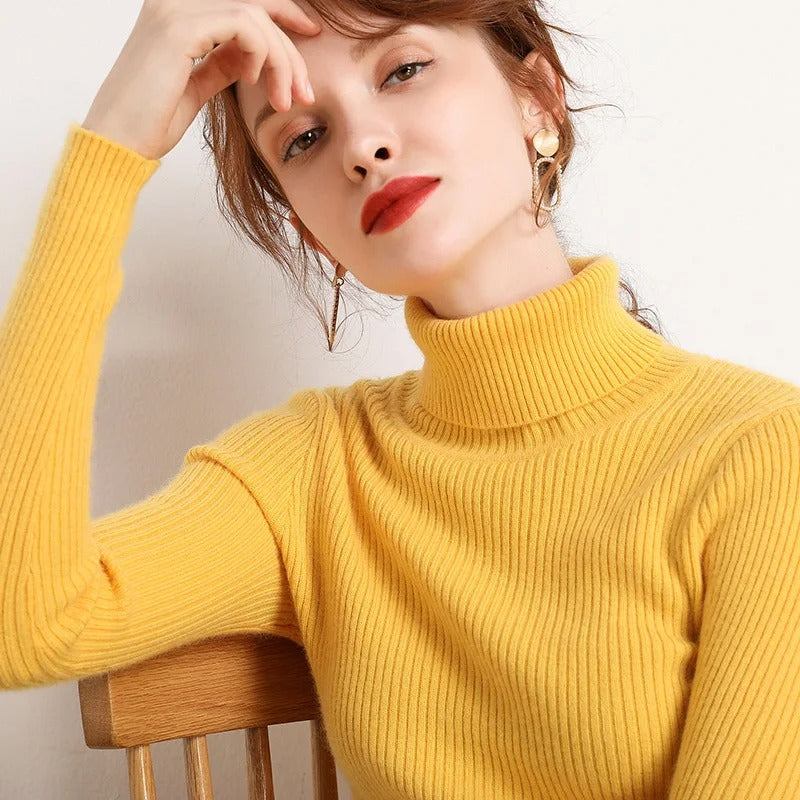 Womens Cashmere Turtleneck Sweater Slim Fit