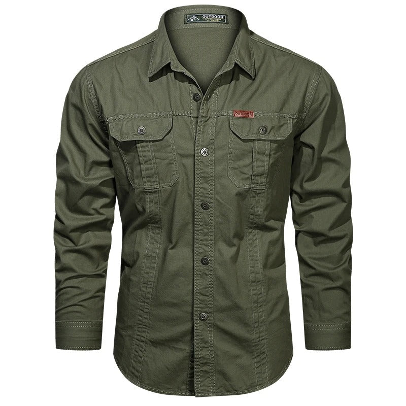 Mens Casual Button-Down Shirt with Pockets Regular Fit