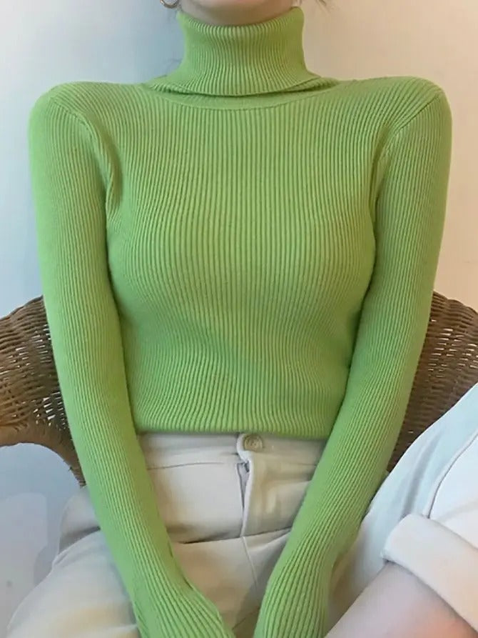 Womens Cashmere Turtleneck Sweater Slim Fit