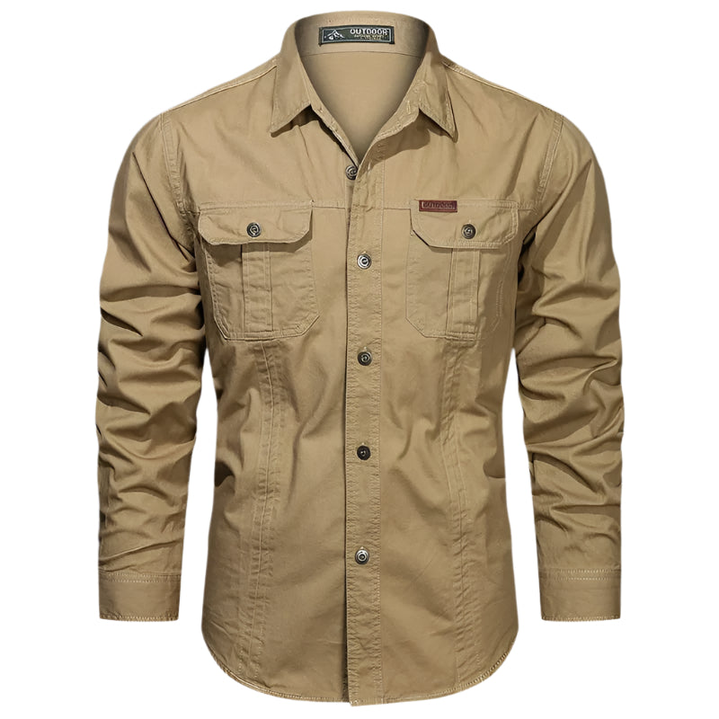 Mens Casual Button-Down Shirt with Pockets Regular Fit