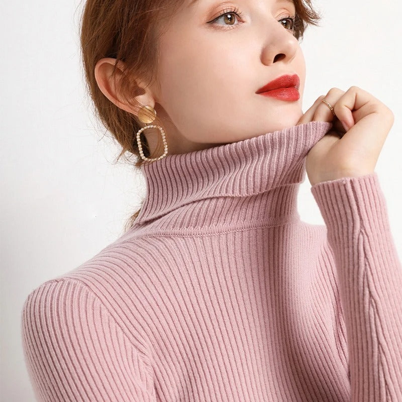 Womens Cashmere Turtleneck Sweater Slim Fit