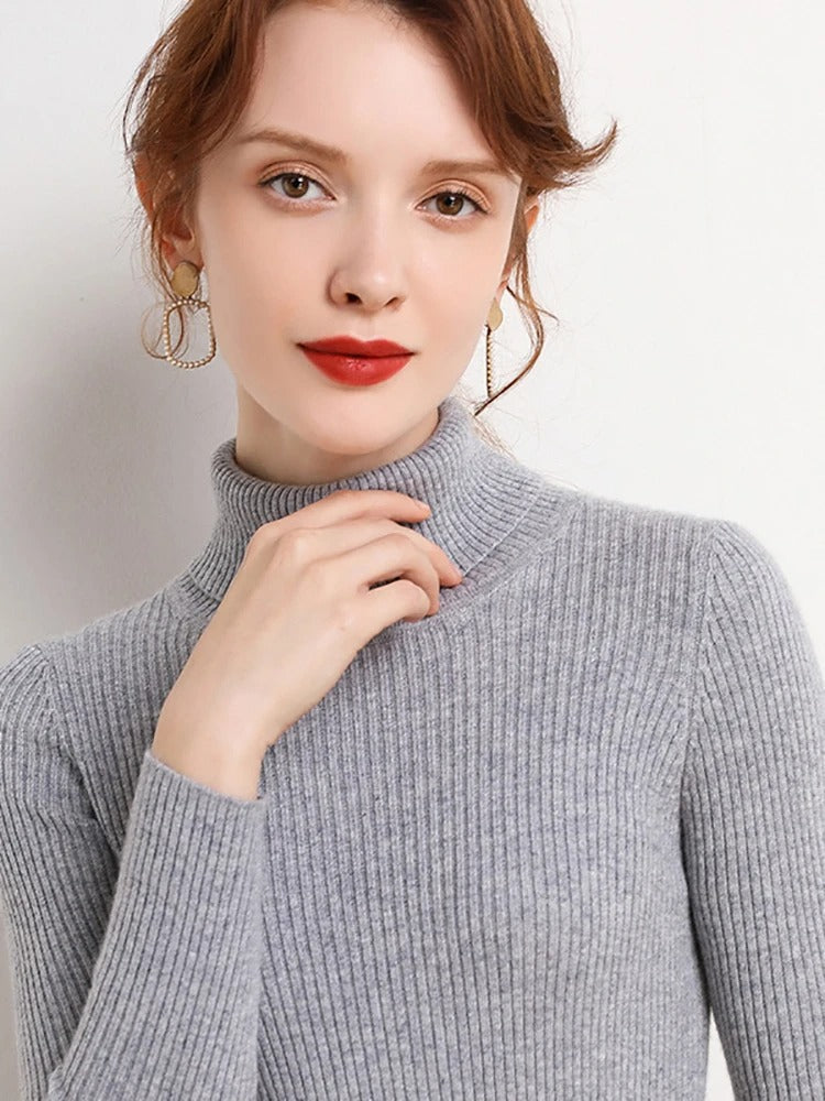 Womens Cashmere Turtleneck Sweater Slim Fit