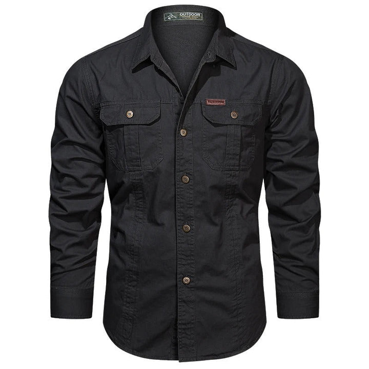 Mens Casual Button-Down Shirt with Pockets Regular Fit
