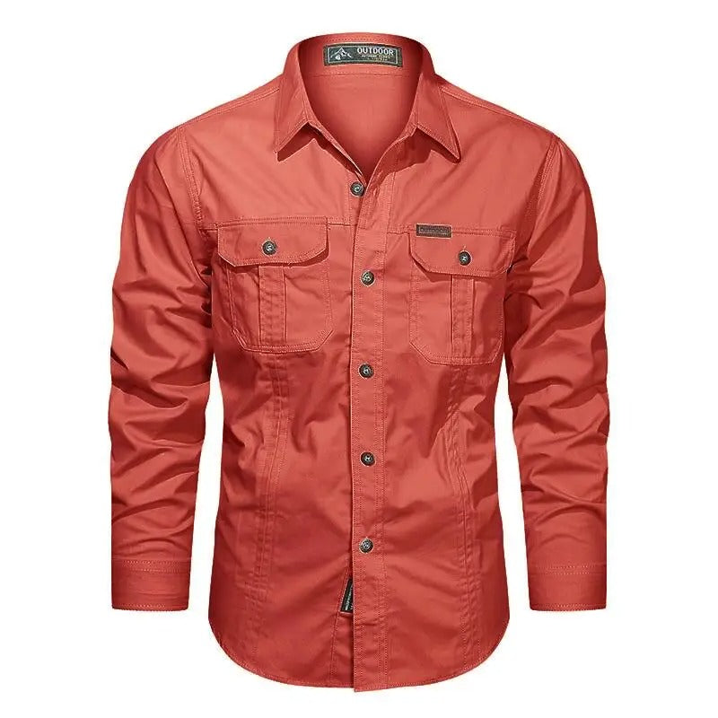Mens Casual Button-Down Shirt with Pockets Regular Fit
