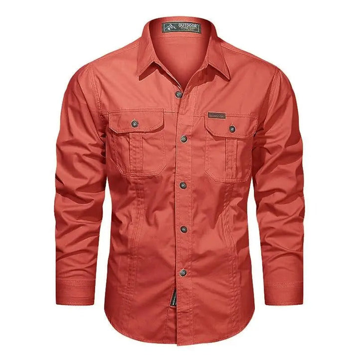 Mens Casual Button-Down Shirt with Pockets Regular Fit