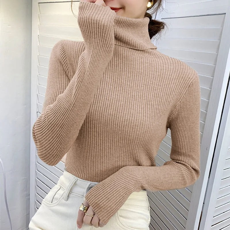 Womens Cashmere Turtleneck Sweater Slim Fit