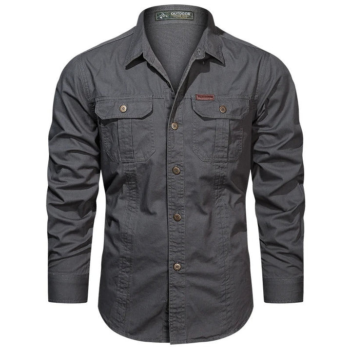 Mens Casual Button-Down Shirt with Pockets Regular Fit