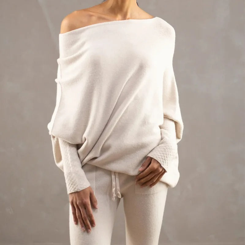 Womens Asymmetrical Sweater Cashmere Blend Comfortable Fit