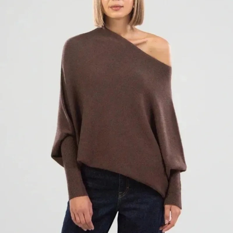 Womens Asymmetrical Sweater Cashmere Blend Comfortable Fit