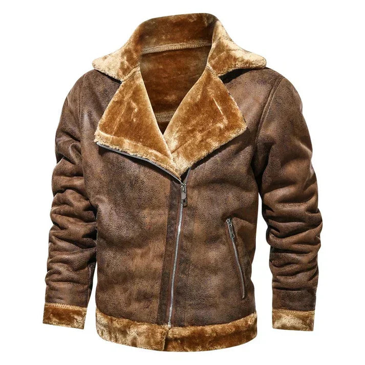 Mens Slim Fit Bomber Jacket Genuine Leather