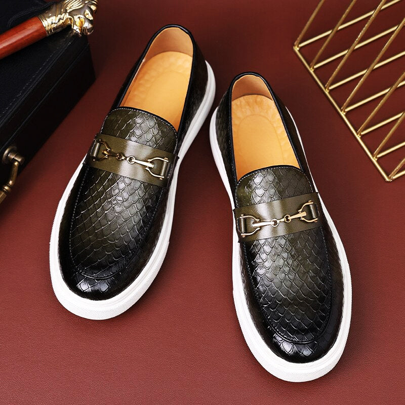 Womens Loafers Leather Slip-On
