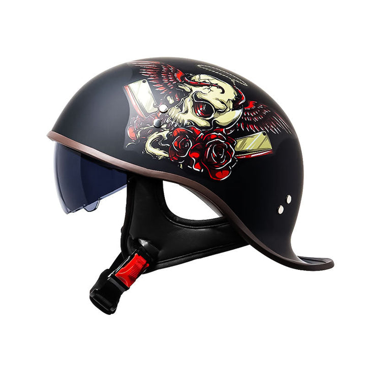Unisex Motorcycle Half Face Helmet with DOT Approved Visor
