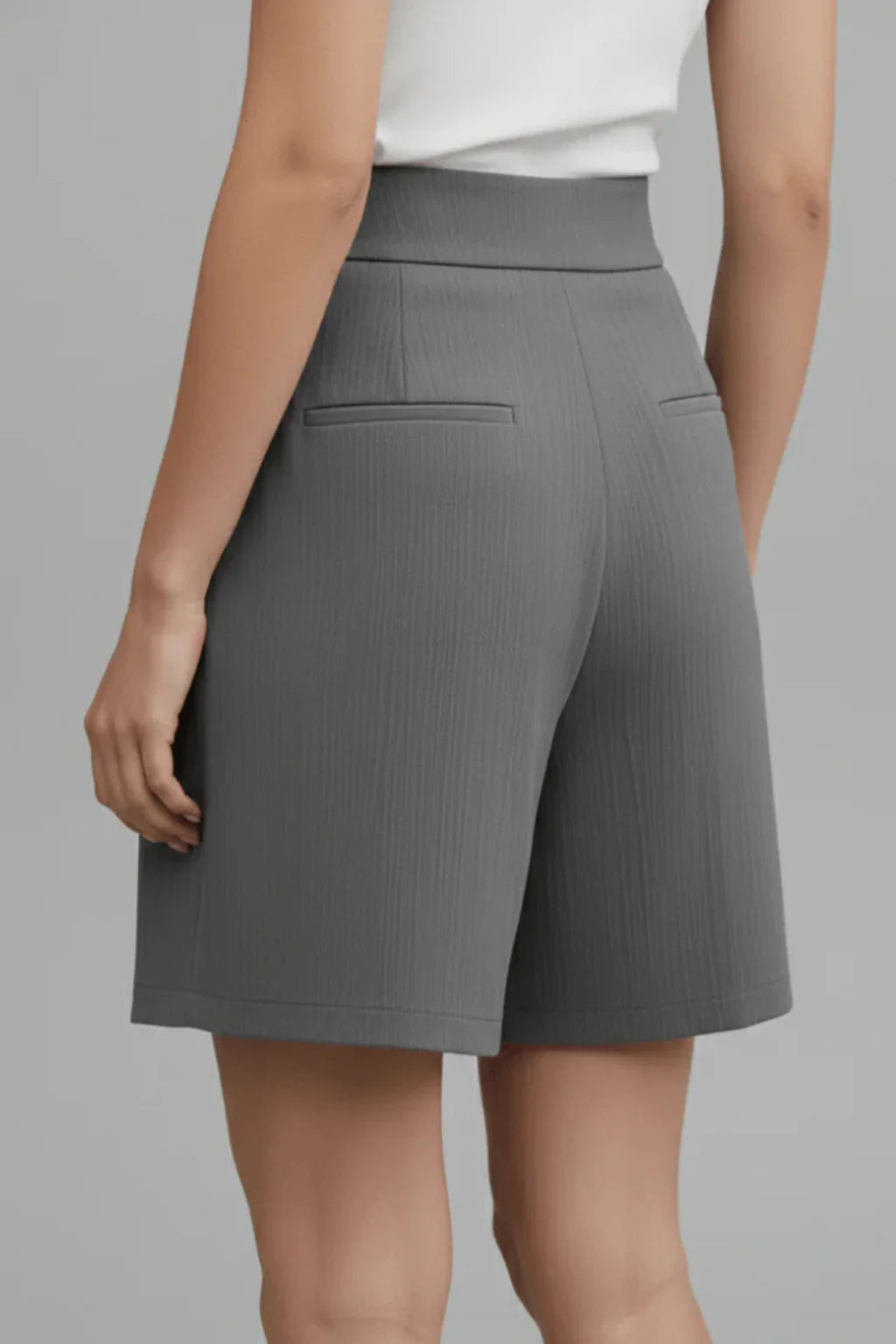 Womens Tailored Bermuda Shorts Pleated High Waist