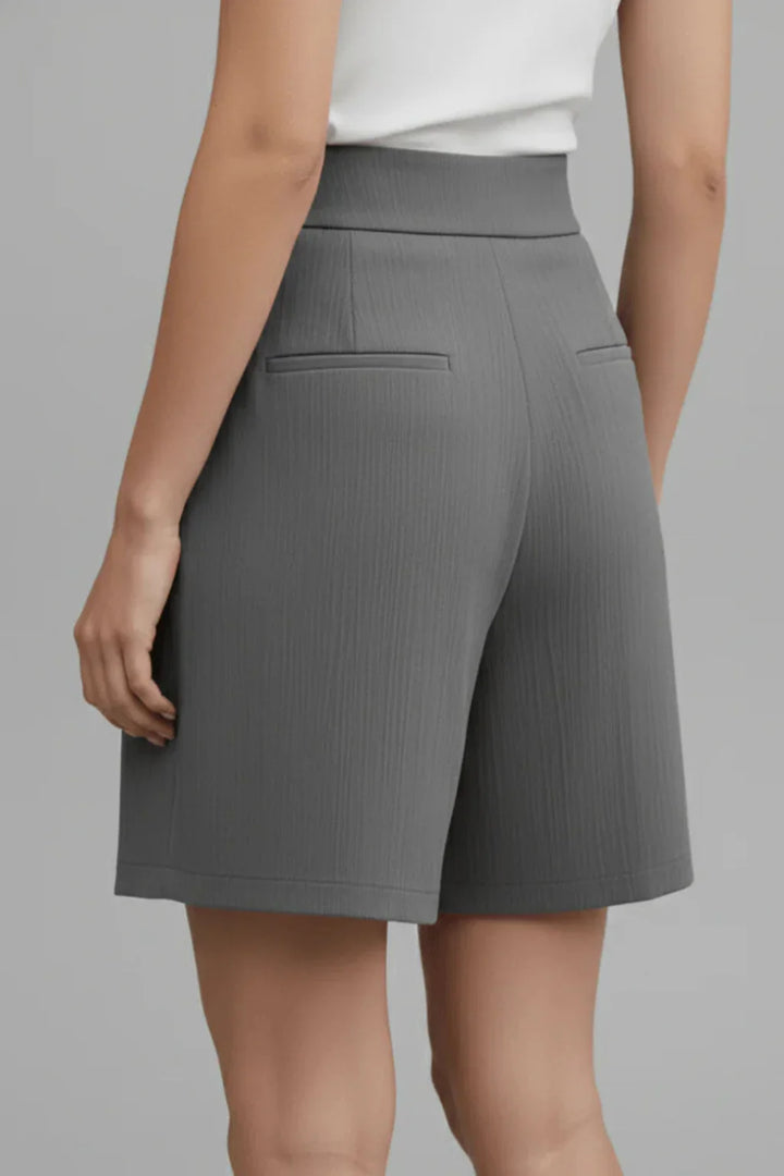 Womens Tailored Bermuda Shorts Pleated High Waist