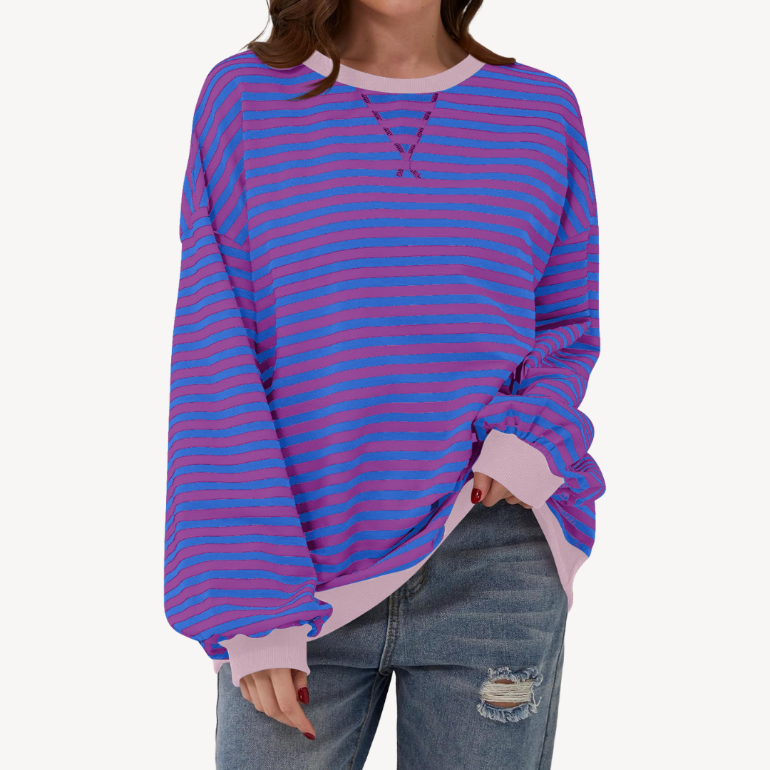 Womens Long Sleeve Top Striped Pattern