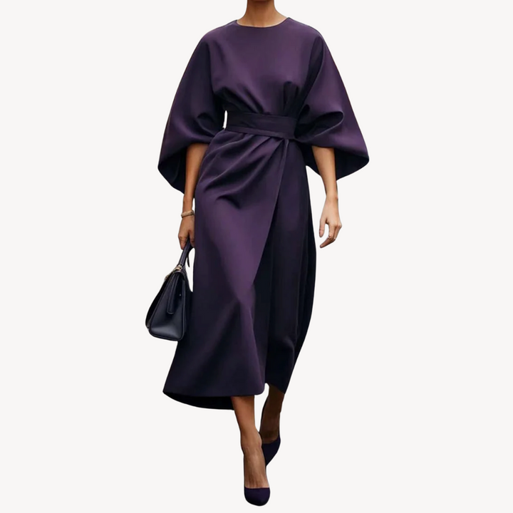 Womens Midi Dress Cotton Belted Fit