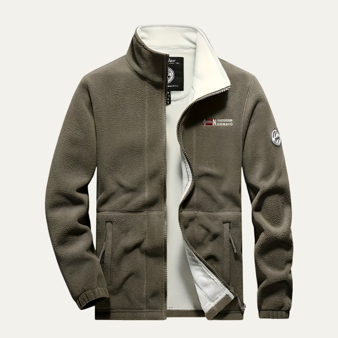 Mens Fleece Zip Jacket Structured Outdoor