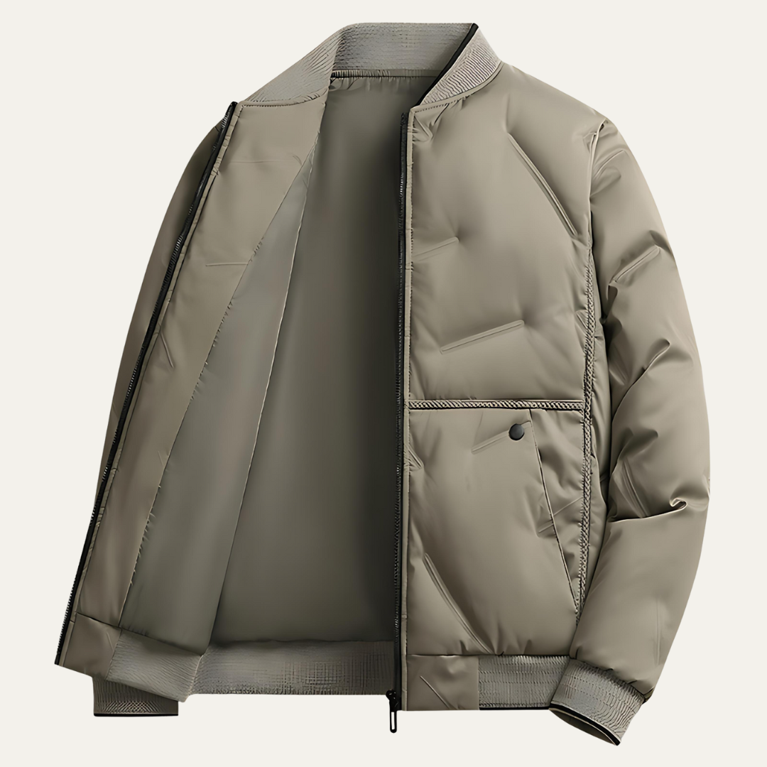 Mens Quilted Bomber Jacket Ribbed Collar - BritishMode