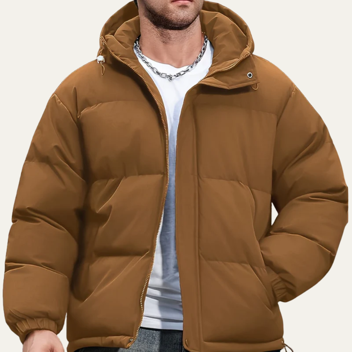 Mens Quilted Puffer Jacket with Hooded Design