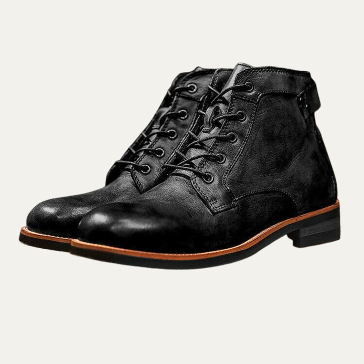 Mens Leather Combat Boots Lace-Up Style - BritishMode