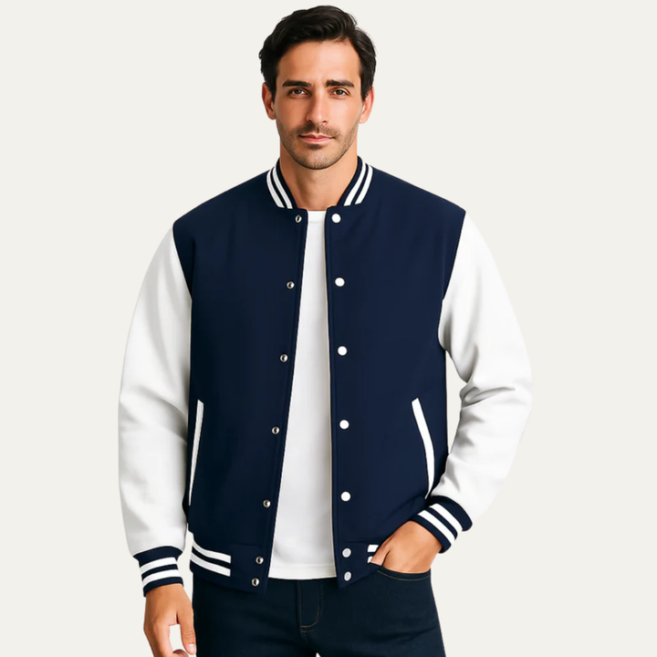 Mens Varsity Jacket with Contrast Sleeves Classic Fit - BritishMode