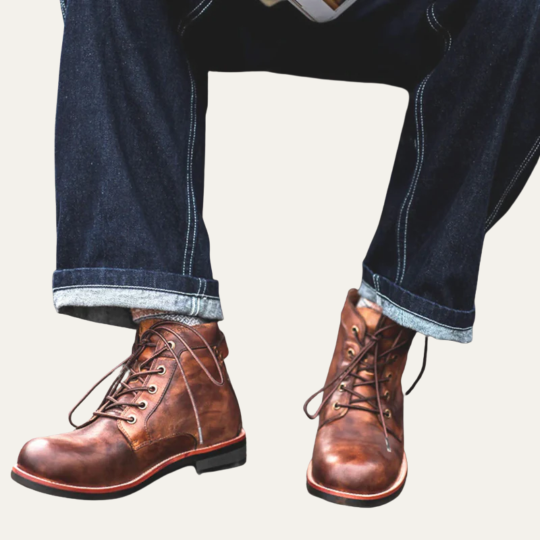Mens Leather Lace-Up Boots Classic Style