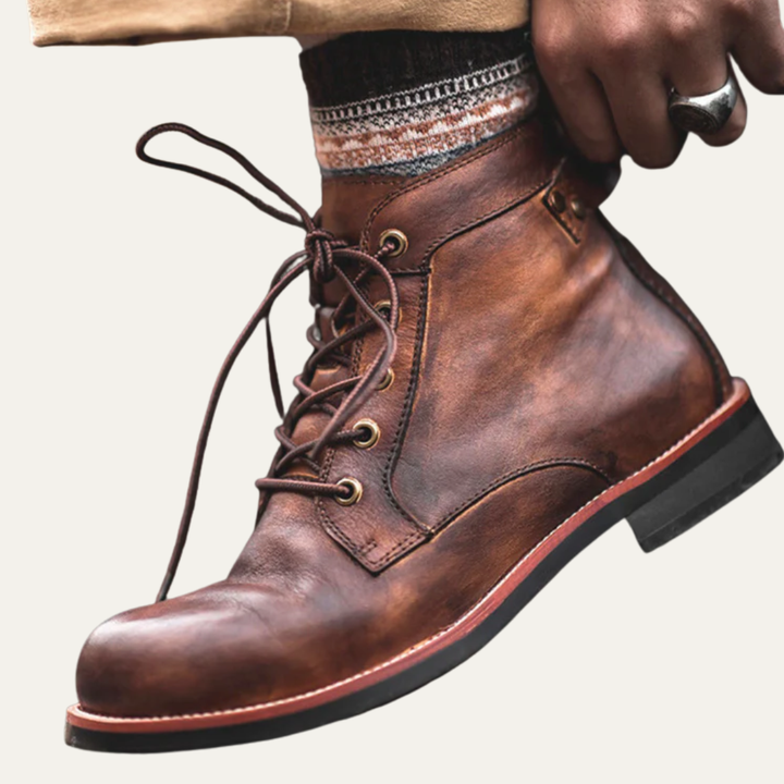 Mens Leather Lace-Up Boots Classic Style