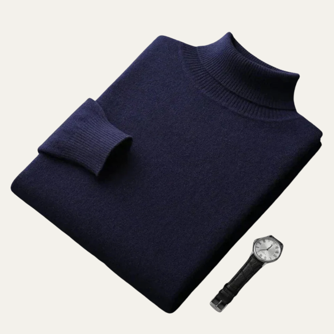 Mens Turtleneck Sweater Fine Gauge Fitted