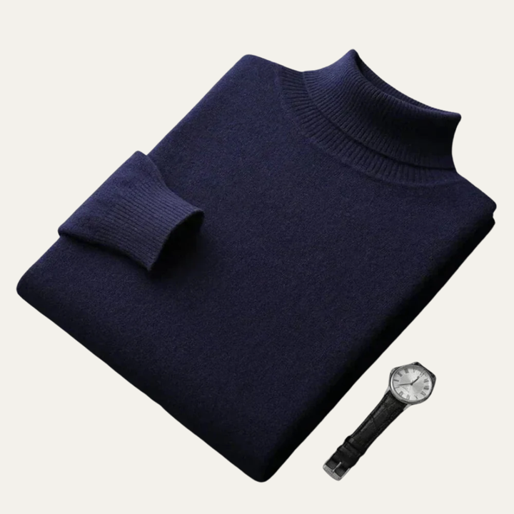 Mens Turtleneck Sweater Fine Gauge Fitted