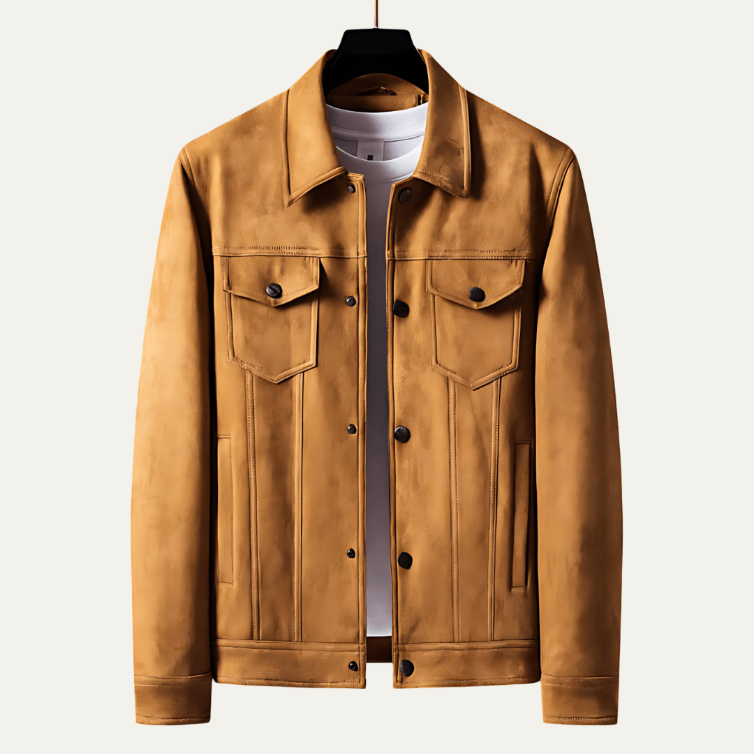 Mens Trucker Jacket Suede Look Classic Fit - BritishMode