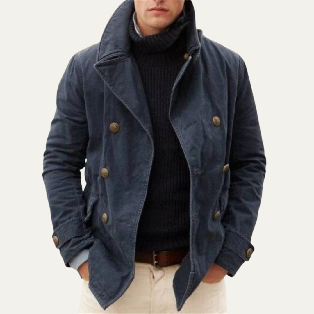 Mens Peacoat Wool Double Breasted Nautical Style