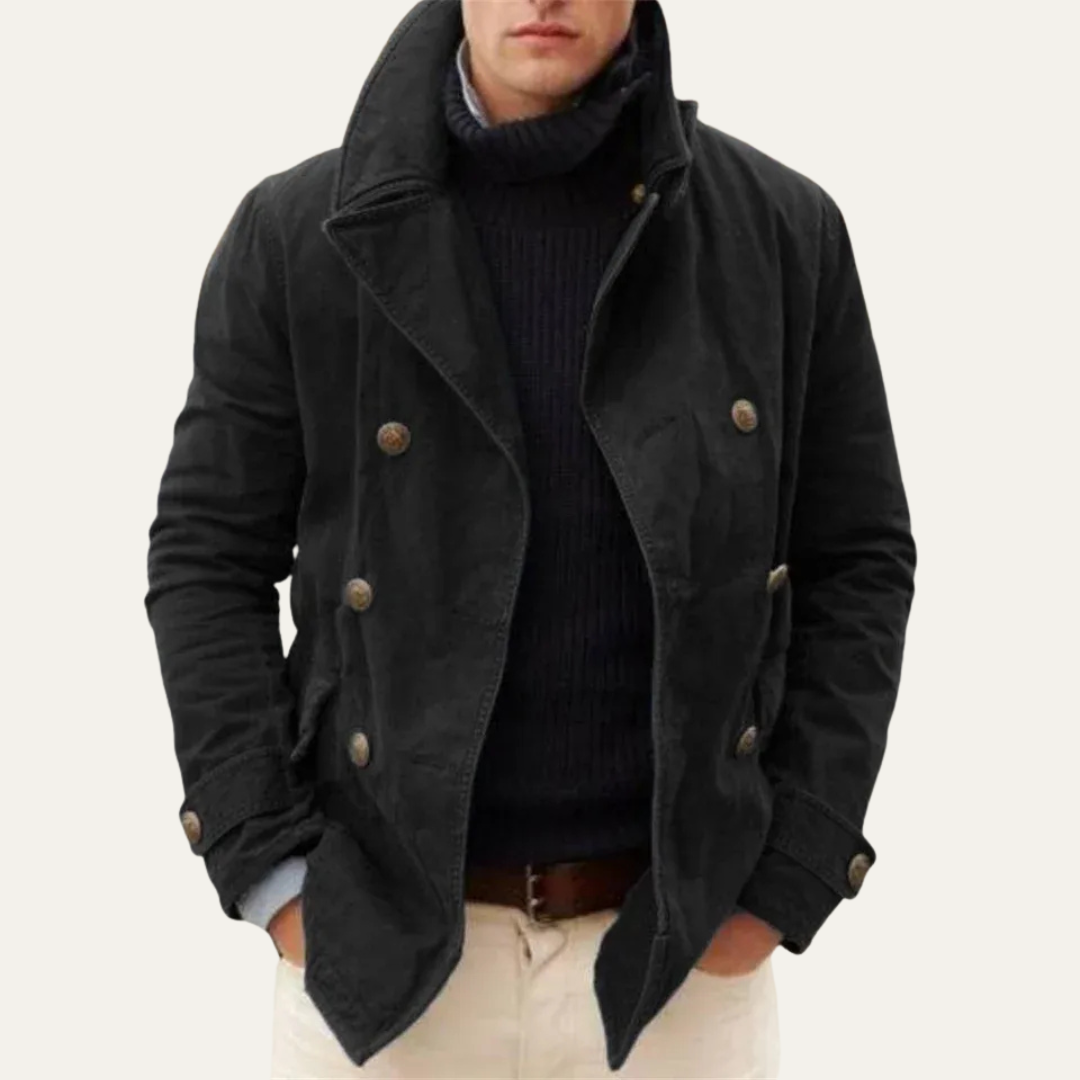 Mens Peacoat Wool Double Breasted Nautical Style - BritishMode