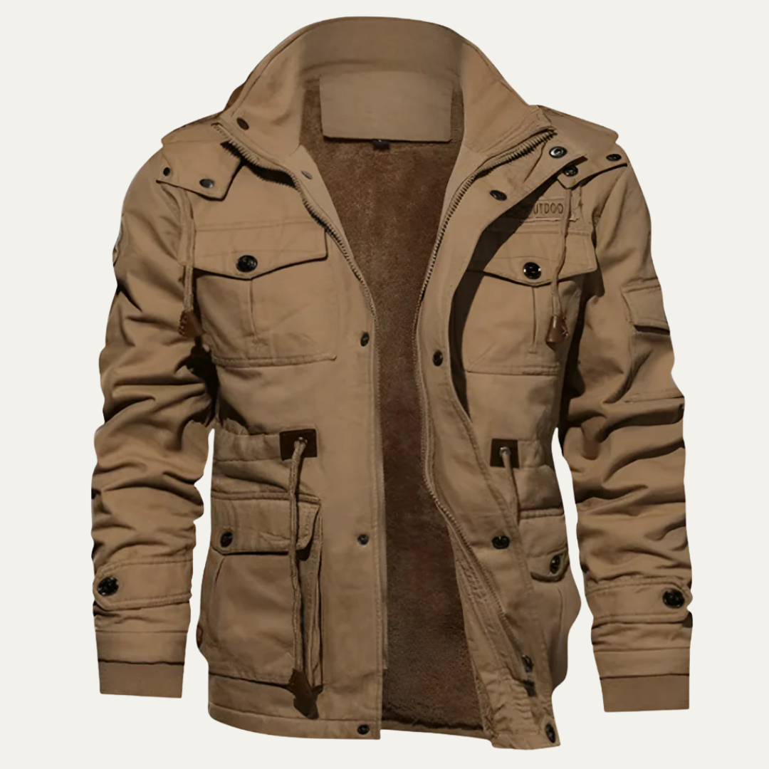 Mens Cargo Jacket Multi Pocket Warm Fit
