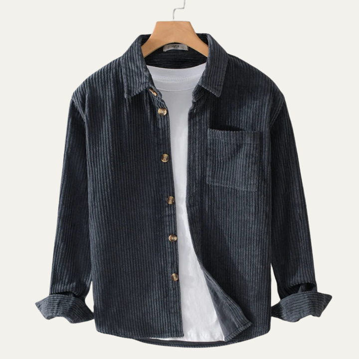 Mens Corduroy Overshirt Wide Wale Button-Up