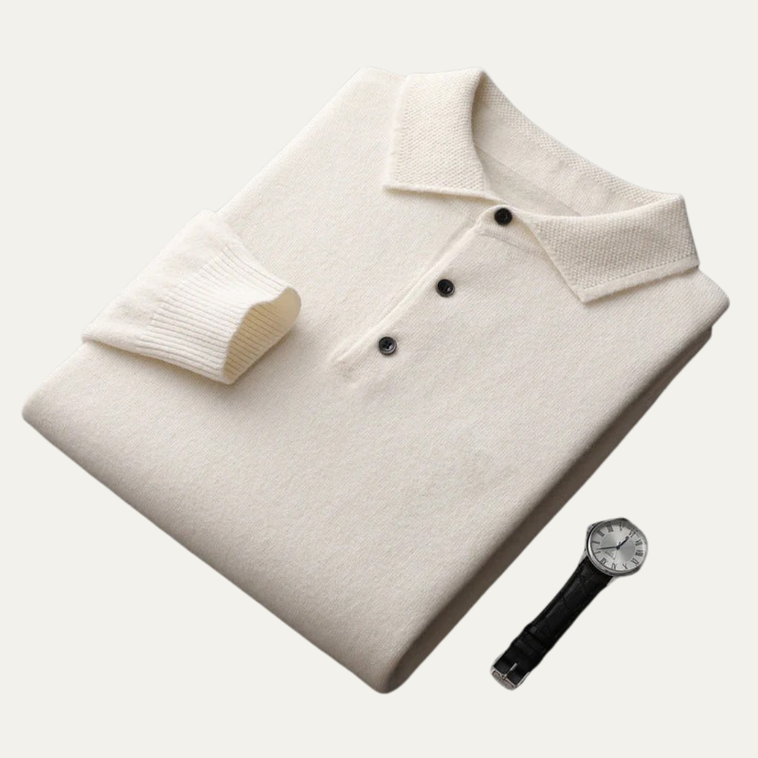 Mens Polo Sweater Smooth Knit Regular Fit