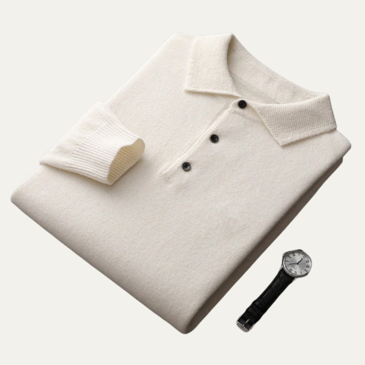 Mens Polo Sweater Smooth Knit Regular Fit