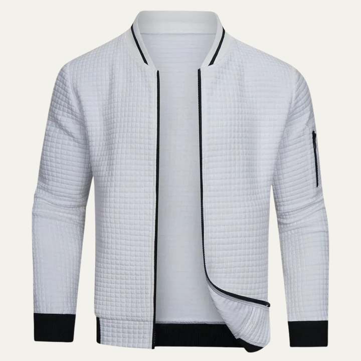 Mens Waffle Knit Sweatshirt Full Zip Casual Fit