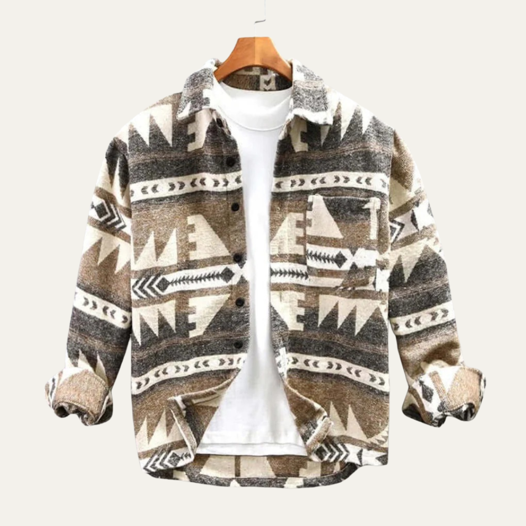Mens Shirt Jacket with Button Closure Patterned Cozy Fit - BritishMode
